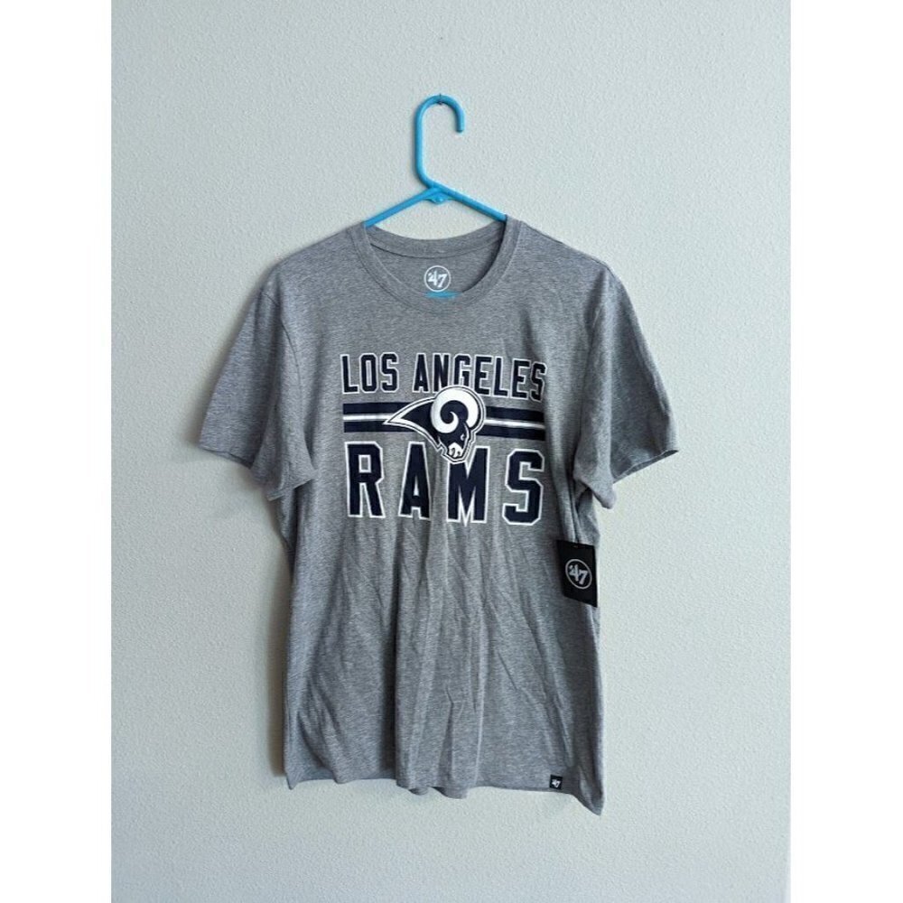 Los Angeles Rams NFL '47 Grey Block Stripe Club T-Shirt Size Medium NWT
